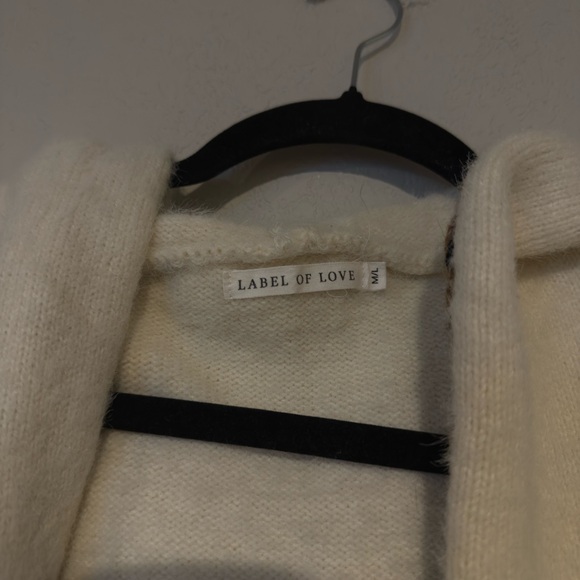 Women's Cream and Tan Hooded Cardigan - Picture 2 of 4